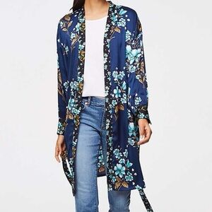 LOFT Floral Kimono Style Robe Size Small